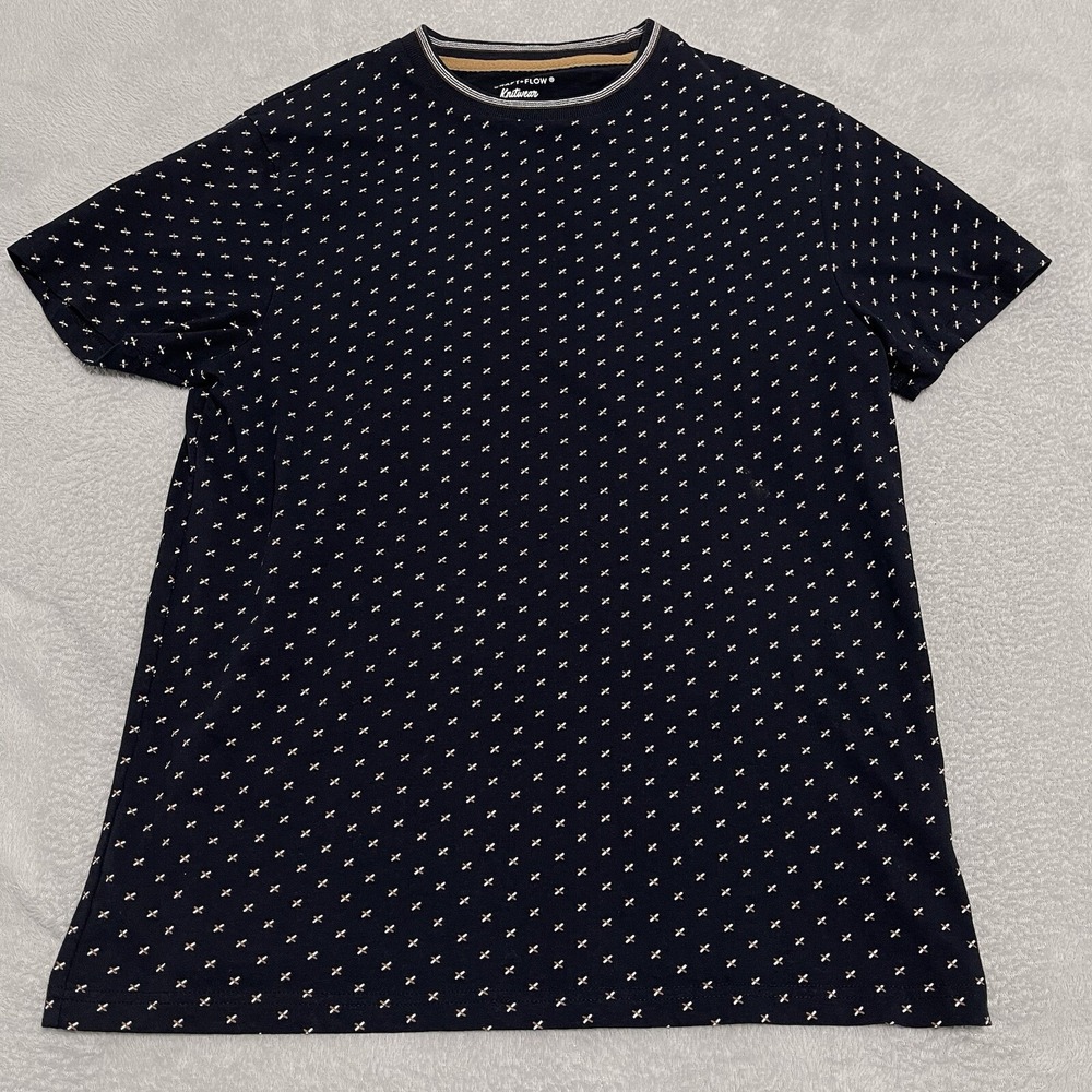 Craft Flow Shirt Mens Small Blue Navy Birdseye Print Modern Geometric Knitwear